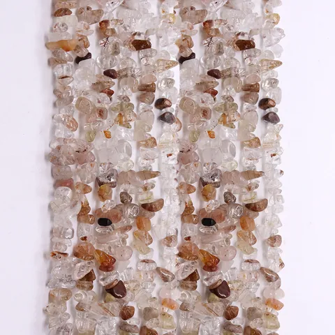 Natural Golden Rutilated Quartz Irregular Chip Beads Polished Natural Stone Strand For Jewelry Making DIY Accessories