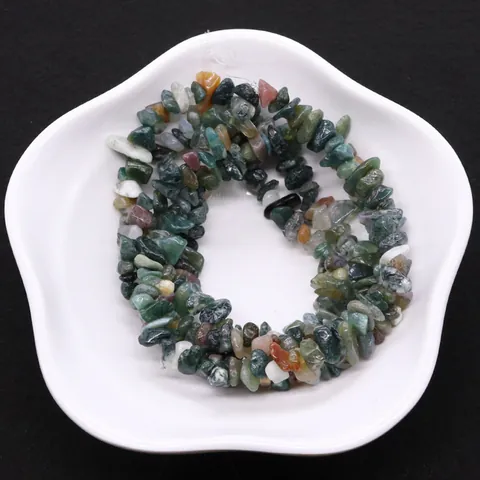 Natural Stone Irregular India Agate Chips Loose Beads DIY Jewelry Making Accessories Polished Moss Agate Strands For Craft Projects