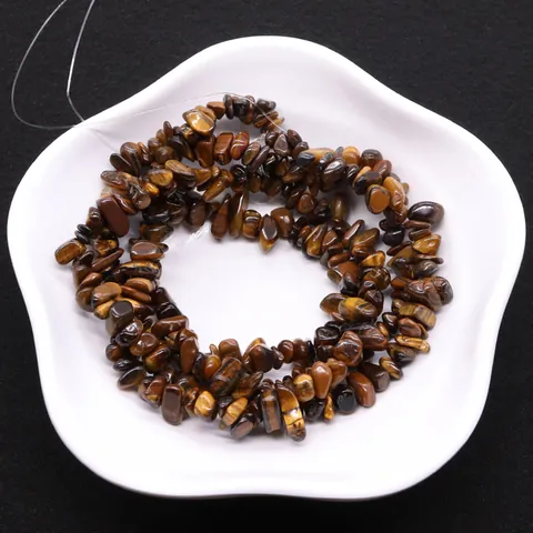 Natural Tiger's Eye Stone Irregular Crushed Beads For DIY Jewelry Making Polished Brown Yellow Gemstone Strand For Necklace Bracelet