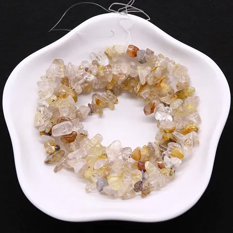 Natural Rutilated Quartz Irregular Stone Loose Beads Gold Hair Crystal Gravel Beads For Jewelry Making DIY Accessories