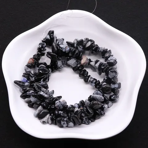 Natural Snowflake Obsidian Irregular Crushed Stone Chips Loose Beads For DIY Jewelry Making Necklaces Bracelets Accessories