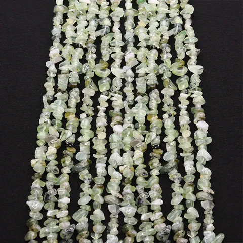 Natural Prehnite Irregular Crushed Stone Beads Translucent Light Green Natural Stone Loose Beads Strand For DIY Jewelry Making Accessories