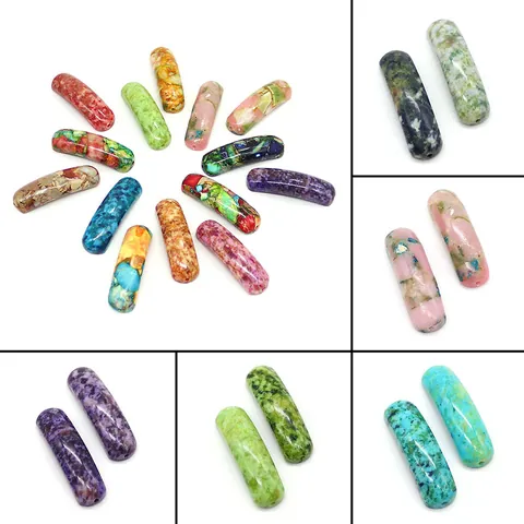Synthetic Turquoise Regal Stone Curved Arch Bar Pendant Tube Bead For DIY Jewelry Making Necklace Bracelet Accessory