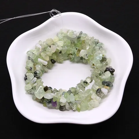 Natural Prehnite Irregular Crushed Stone Beads Translucent Light Green Natural Stone Loose Beads Strand For DIY Jewelry Making Accessories