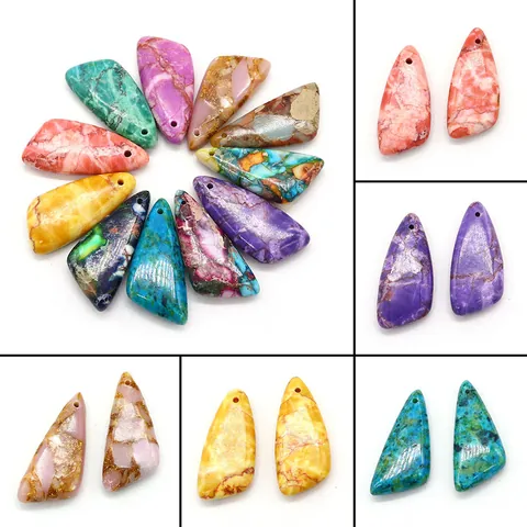 Triangle Imperial Jasper Pendant Only Without Chain Synthetic Turquoise Stone Charms For DIY Jewelry Making Necklaces Vintage Ethnic Style Pendant