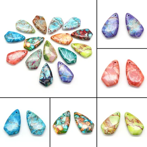 Natural Imperial Jasper Teardrop Pendant Synthetic Turquoise Water Drop Charms For DIY Jewelry Making Necklaces Earrings Accessories