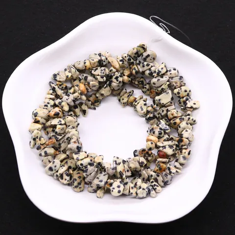 Dalmatian Jasper Natural Stone Irregular Chips Loose Beads Polished Spotted Stone For DIY Jewelry Making Handcrafted Craft Accessories