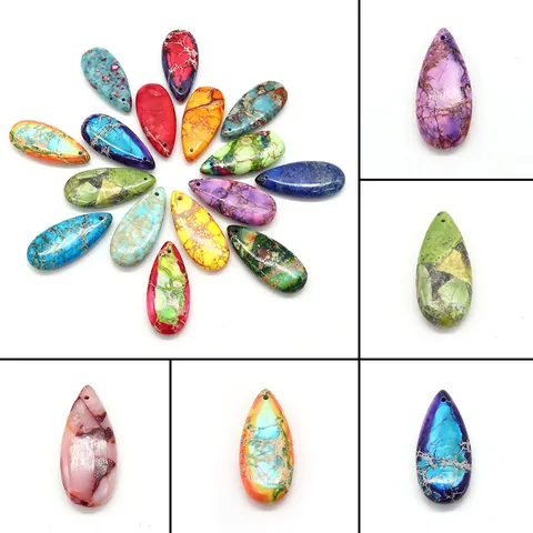 Pendente in Diaspro Imperiale a Goccia Turchese Sintetico Pietra Naturale Solo Pendente Senza Catena per Accessori Creazione Gioielli DIY Regalo