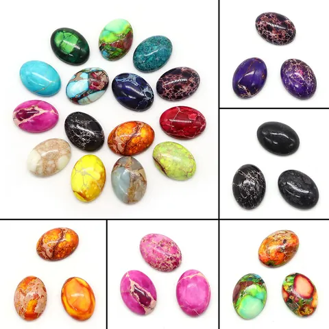 Natural Stone Oval Turquoise Cabochon Imperial Stone No Hole Loose Beads For DIY Ring Jewelry Making Accessories