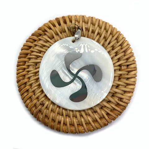 Natural Mother Of Artificial Pearl Shell Round Pendant With Metal Pattern Tree Of Life Hamsa Om For DIY Necklace Jewelry Making Accessories