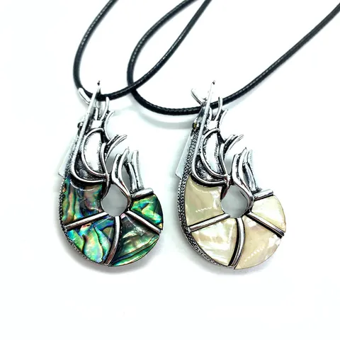 Shrimp Shape Natural Seawater Shell Brooch Pendant For Women Vintage Alloy Abalone White Shell DIY Jewelry Accessory