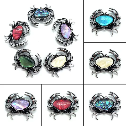 Vintage Legierung Krabbe Brosche Mit Natürlicher Abalone Muschel Anhänger Schmuck Zubehör Für Party Hochzeit Damen Herren