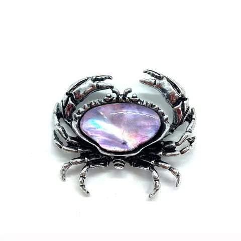 Vintage Legierung Krabbe Brosche Mit Natürlicher Abalone Muschel Anhänger Schmuck Zubehör Für Party Hochzeit Damen Herren