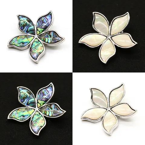 Flower Shape Natural Sea Shell Abalone Mother of Pearl Brooch Pendant For Women Alloy Jewelry DIY Accessory Wedding Party