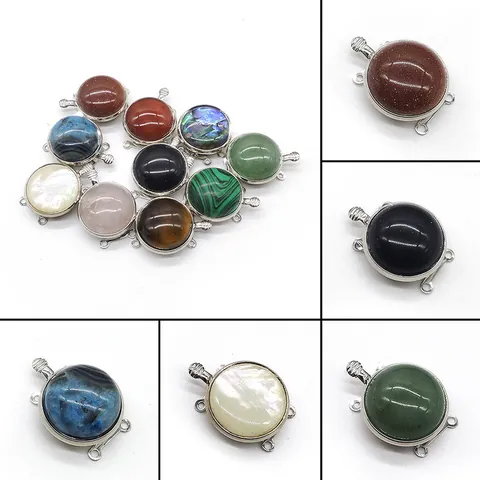 Naturstein Rund Schildkröte Schmuckverbinder Verschluss Zinklegierung Eingelegt Abalone Muschel Für DIY Halskette Armband Herstellung
