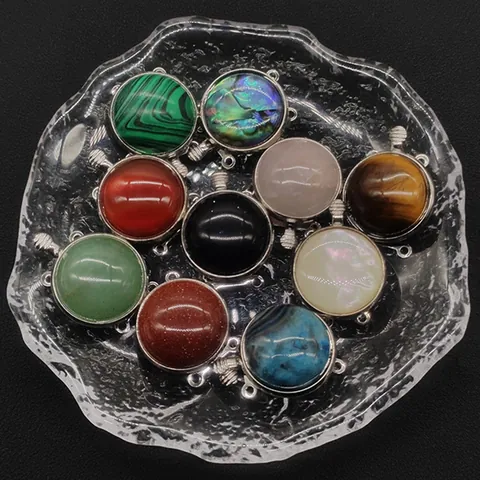 Naturstein Rund Schildkröte Schmuckverbinder Verschluss Zinklegierung Eingelegt Abalone Muschel Für DIY Halskette Armband Herstellung