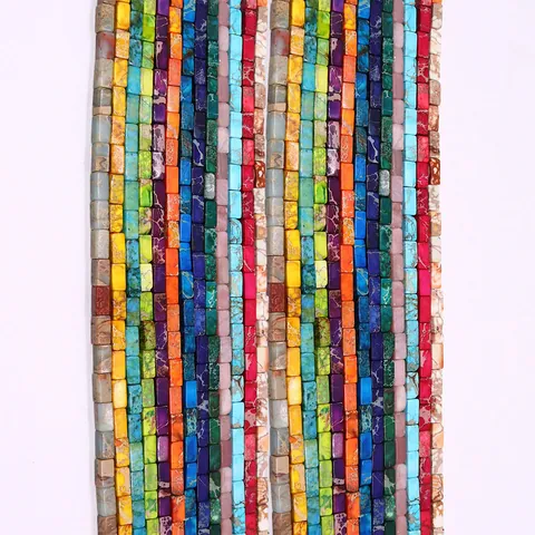 Rectangular Synthetic Turquoise Imperial Jasper Tube Bar Loose Beads Polished Stone Spacer Beads For DIY Jewelry Making