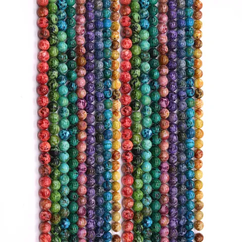 Pietra Imperiale Turchese Sintetico Perline Sciolte Tonde per Produzione Gioielli Fai da Te Collana Braccialetto