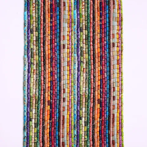 Cuentas Sueltas de Tubo Cilíndrico Turquesa Sintética Jaspe Imperial Teñido Cuentas de Piedra Para Fabricación de Joyas DIY Pulsera Collar Accesorios Manualidades