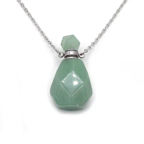 Naturstein Parfümflasche Anhänger Halskette Mit Edelstahl O-Kette Für Ätherische Öle Aromatherapie Schmuck Geschenk Für Unisex