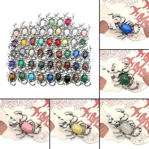 Ciondolo a Forma di Scorpione in Pietra Naturale Vintage in Rame Galvanizzato Forma Animale DIY Gioielli Charm Collana Gothic Punk