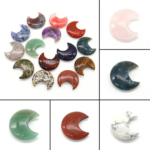 Naturstein Crescent Moon Form Polierte Lose Perlen Für DIY Schmuckherstellung Heilung Kristall Anhänger Home Decor Zubehör