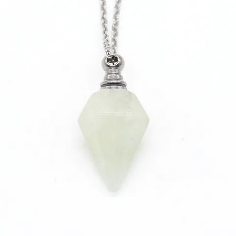 Natural Stone Hexagonal Column Perfume Bottle Necklace Stainless Steel Chain Essential Oil Diffuser Pendant Jewelry For Women Men