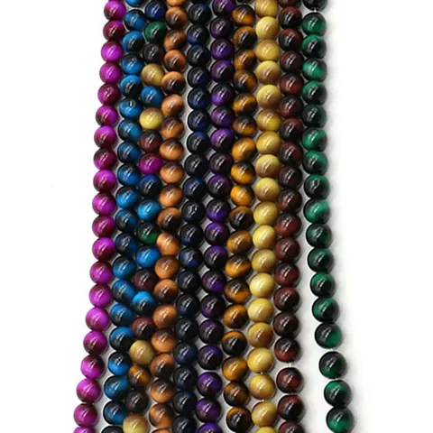 Perline Tonde in Vetro Effetto Occhio di Gatto Multicolore per Creazione Gioielli Fai da Te Bracciale Collana Accessorio Artigianale