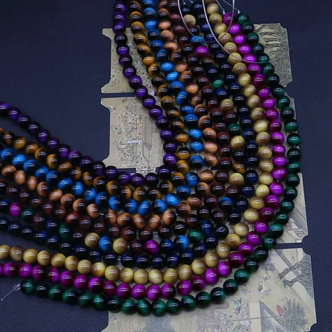Perline Tonde in Vetro Effetto Occhio di Gatto Multicolore per Creazione Gioielli Fai da Te Bracciale Collana Accessorio Artigianale
