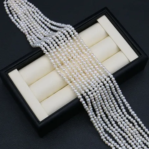 Natural Freshwater Pearl Loose Beads Near Round White Cultured Pearl Strand For DIY Jewelry Making Accessories Elegant Beads