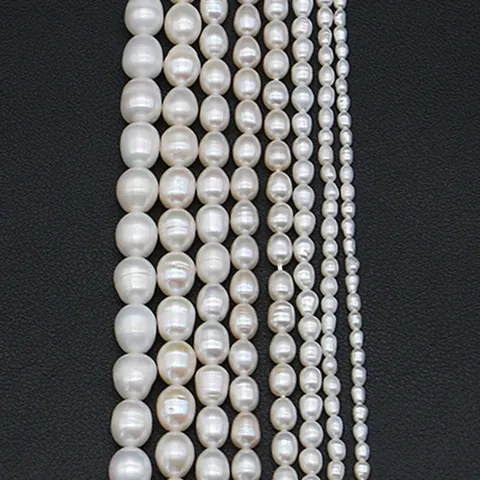 Natural Freshwater Rice Pearl Beads High Luster Loose Through Hole Pearls For DIY Necklace Bracelet Jewelry Making Accessories