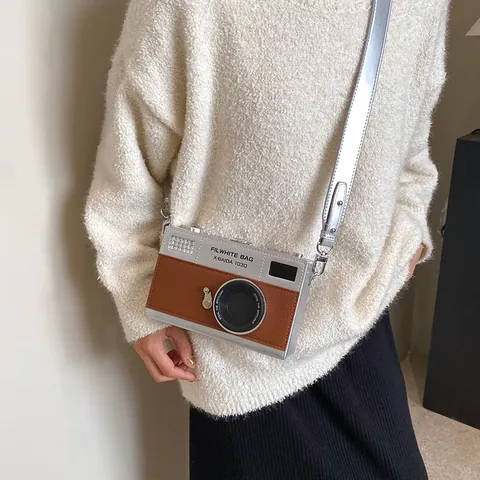 Dames Vintage Camera Vormige Crossbody Tas Creatief PU Leer Box Schoudertas Retro Patchwork Kleine Vierkante Tas Met Riem