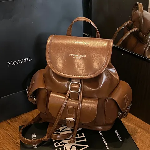 Vintage Damen PU Leder Rucksack Große Kapazität Multi Tasche Mode Reisetasche Urbaner Pendler Schule Student Büchertasche