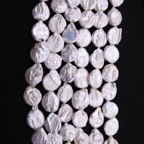 Natural Freshwater Baroque Pearl Loose Beads Large Coin Button Shape Nacreous Luster For DIY Jewelry Making Necklaces Earrings Accessories