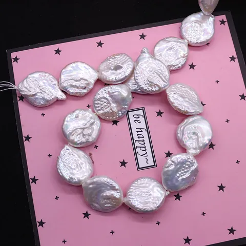 Natural Freshwater Baroque Pearl Loose Beads Large Coin Button Shape Nacreous Luster For DIY Jewelry Making Necklaces Earrings Accessories