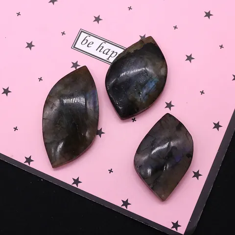 Cabochon en Labradorite Naturelle Forme Marquise Feuille Pierre Polie Sans Trou Pierre Gemme pour Accessoires de Création de Bijoux DIY Cadeau