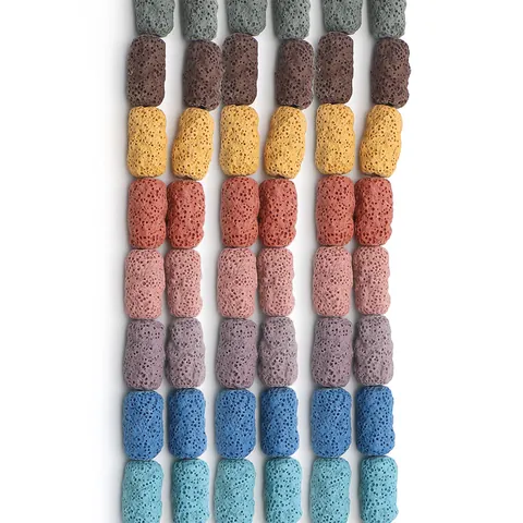 Natural Lava Stone Cylindrical Tube Beads Colorful Volcanic Rock Loose Spacer Beads For DIY Jewelry Making Aromatherapy