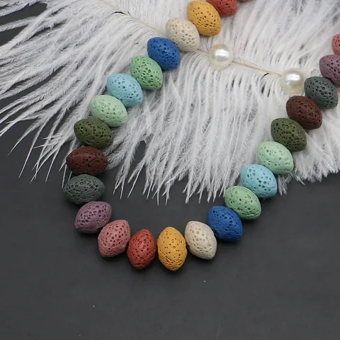 Natural Lava Stone Abacus Beads Colorful Volcanic Rock Loose Beads For DIY Jewelry Making Accessories Bracelet Necklace Handmade