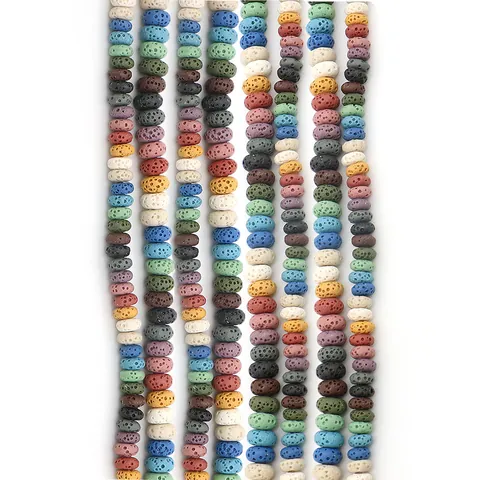 Grani di Abaco in Pietra Lavica Naturale Tondo Piatto Poroso Roccia Vulcanica Grani Sciolti per Diffusore di Oli Essenziali Fai da Te Accessori per Gioielli