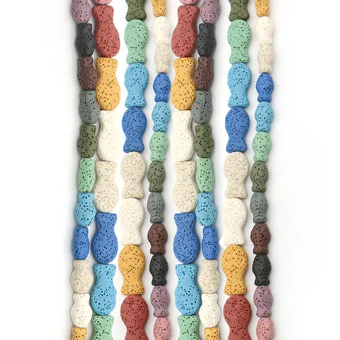 Perles de Pierre de Lave Naturelle en Forme de Poisson et Crâne pour Création de Bijoux DIY Perles Diffuseur Colorées