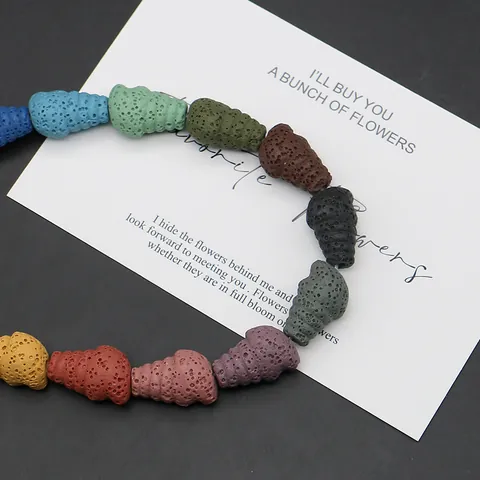 Natural Lava Stone Conch Shell Shape Loose Beads Colorful Volcanic Rock Spiral Beads For Handmade DIY Jewelry Making Accessories