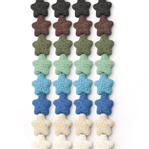 Natural Lava Stone Star Shape Diffuser Beads For DIY Jewelry Making Colorful Polished Volcano Rock Spacer Loose Beads