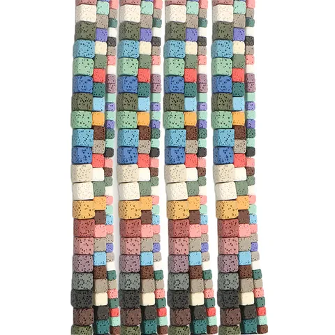 Natural Volcanic Lava Stone Square Cube Loose Beads For DIY Jewelry Making Accessories Essential Oil Diffuser Beads