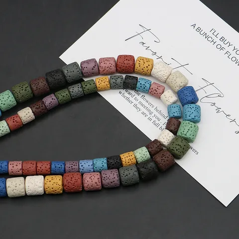 Natural Porous Lava Stone Beads Cylindrical Volcanic Rock Loose Beads For DIY Jewelry Making Bracelet Necklace Handmade Accessories
