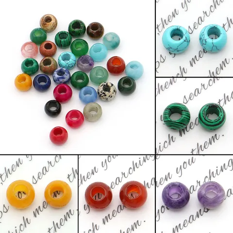 Perline Sciolte Tonde in Pietra Naturale Foro Grande Distanziatori Tondi per Creazione Gioielli DIY Bracciale Collana Ametista Agata Lapislazzuli