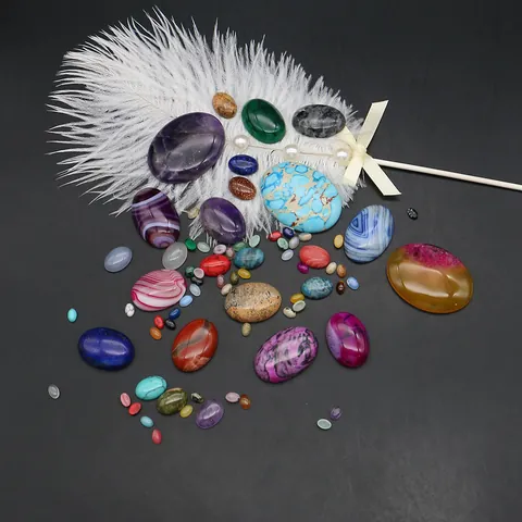 Ovale Natuursteen Agaat Lapislazuli Tijgeroog Cabochon Platte Achterkant Gepolijste Edelsteen Voor DIY Sieraden Maken