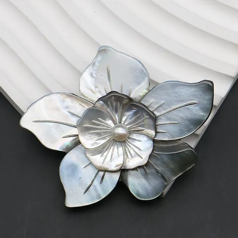 Natural Sea Shell Brooch Pendant Feather Eye Flower Shape Mother Of Artificial Pearl Abalone DIY Jewelry Accessories For Women Men