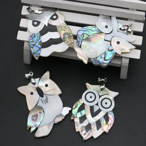 Natural Shell Animal Pendant Handmade Spliced Mother Of Artificial Pearl Abalone Shell Sea Turtle Owl Panda Butterfly Seahorse DIY Jewelry Making Charm Accessory