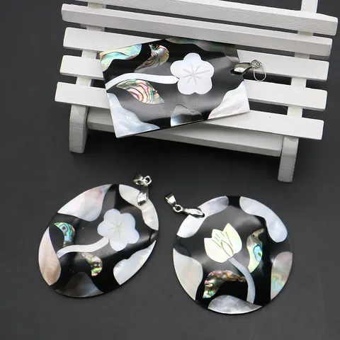 Pendentif Fleur en Nacre d'Abalone Naturelle pour la Fabrication de Bijoux DIY Pendentif Géométrique en Mosaïque de Nacre Artisanale