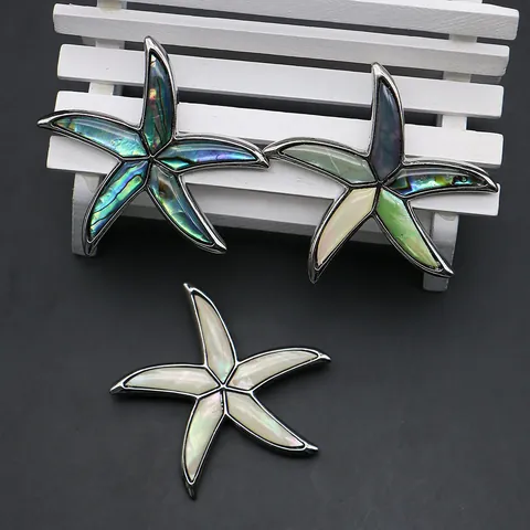 Broche de Concha de Abulón Vintage Elegante Broche de Aleación de Nácar en Forma de Estrella de Mar Hexagrama para Mujer Joyería para Fiesta Boda